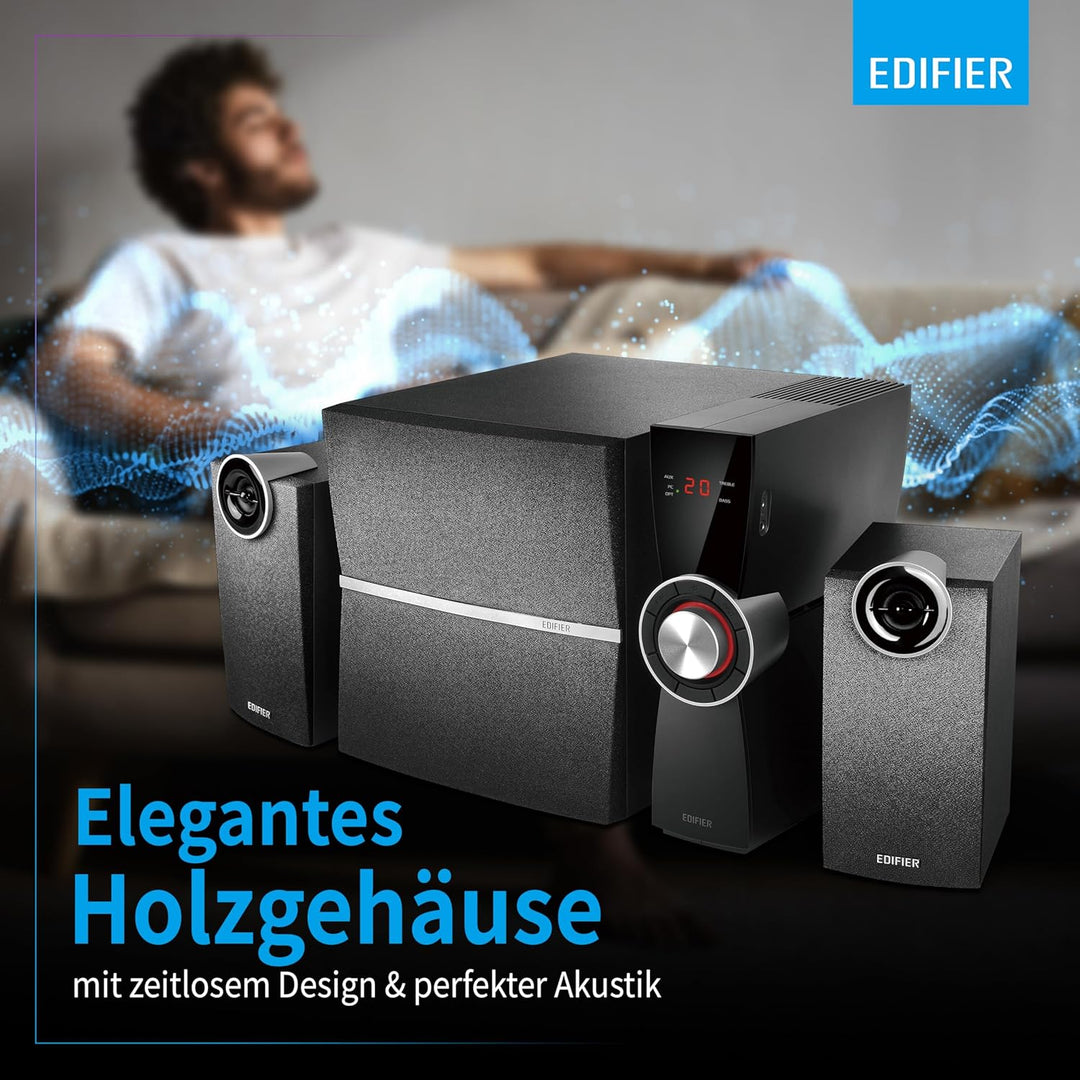EDIFIER C2XD 2.1 Lautsprechersystem (53 Watt) mit Infrarot-Fernbedienung und optischem Eingang, C2XD
