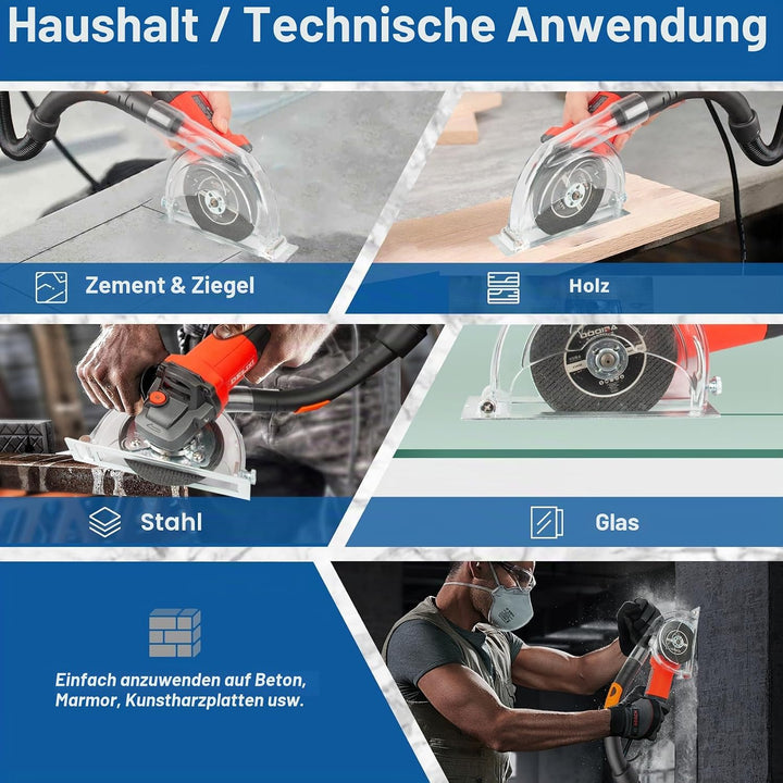11,4 cm bis 12,7 cm Winkelschleifer, Staubschutz, transparenter Staubabsaugungs-Schneidschutz für 7,