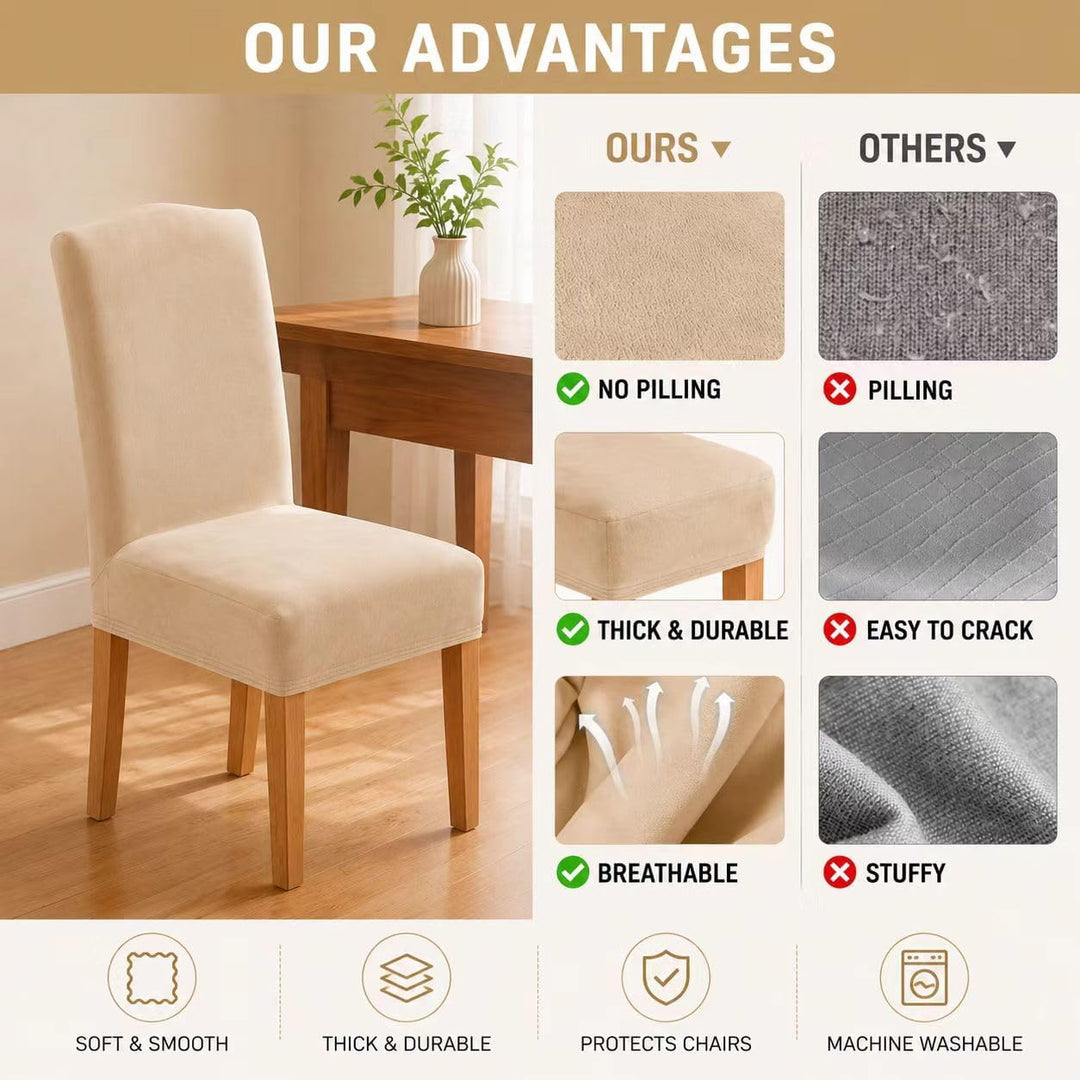 Morwealth 4er 6er Set Stuhlhussen, Stuhlbezug für Esszimmer Waschbar Samt Stretch Stuhl hussen Unive