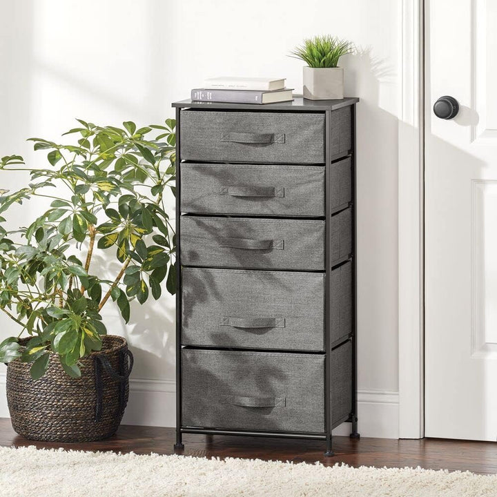 mDesign Kommode aus Stoff – praktischer Schrank Organizer mit 5 Schubladen in 2 Grössen – Aufbewahru