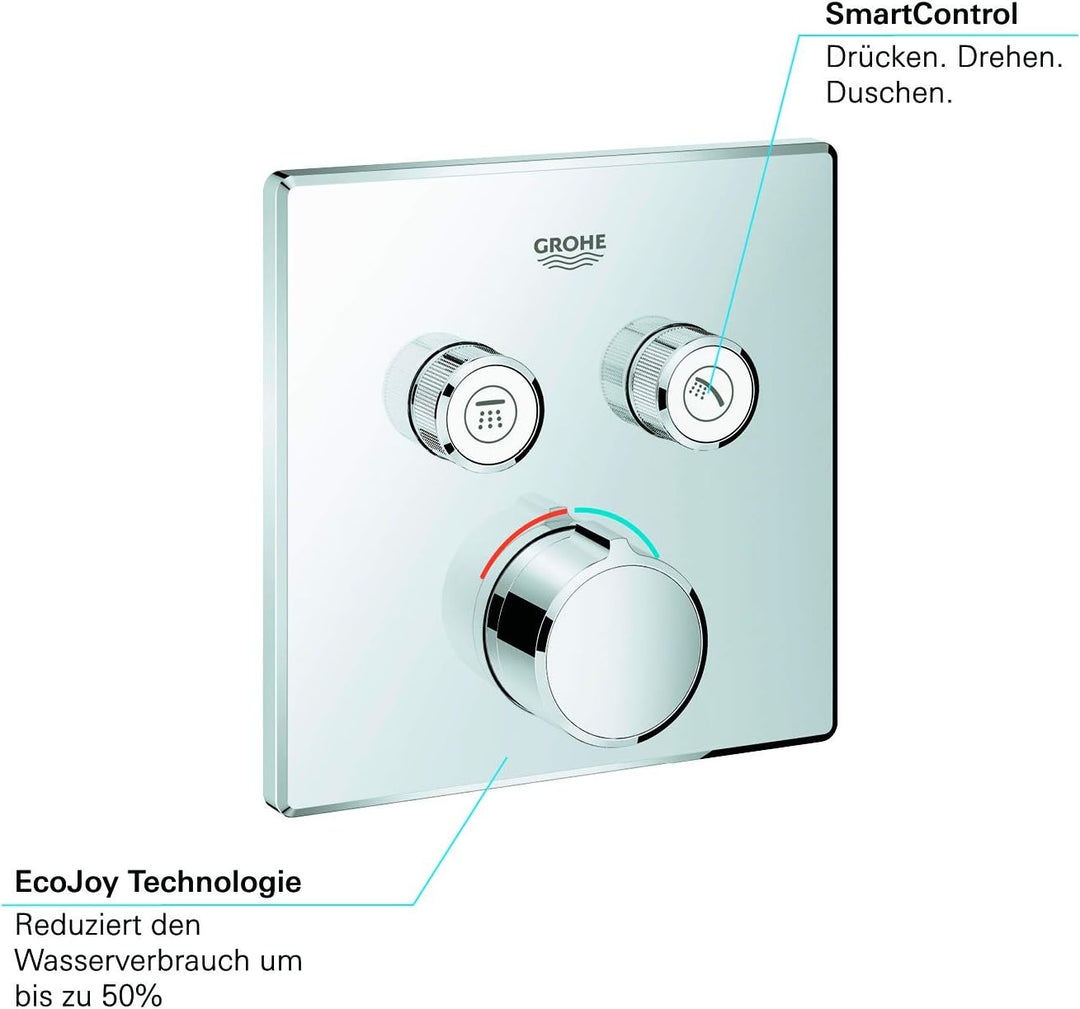 GROHE SmartControl | Thermostate - Unterputzmischer mit 2 Absperrventilen, chrom | Fertigmontageset