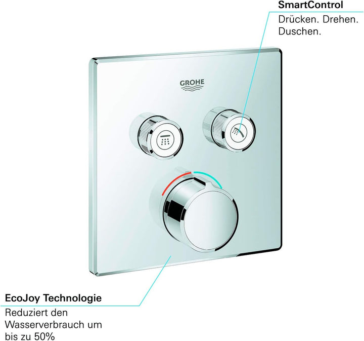 GROHE SmartControl | Thermostate - Unterputzmischer mit 2 Absperrventilen, chrom | Fertigmontageset