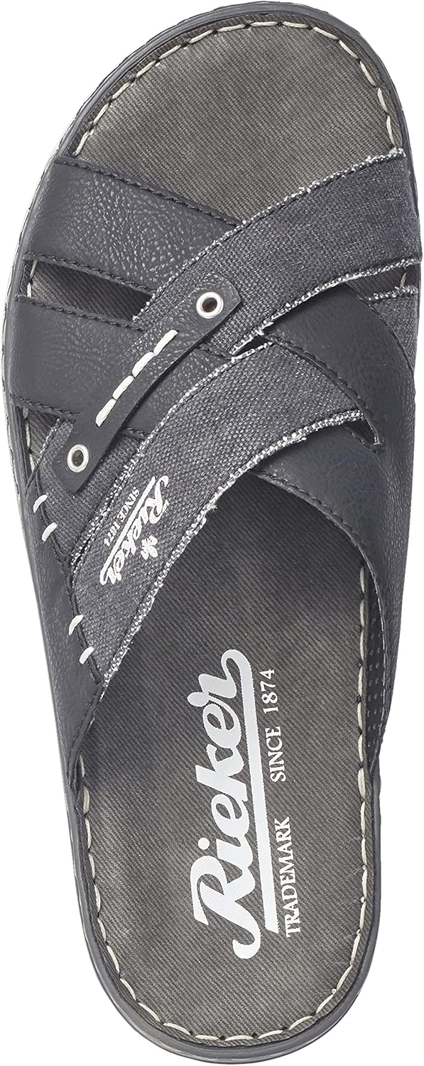 Rieker 25199-43 Herren Pantolette Synthetik grau 43 EU Schwarz 01, 43 EU Schwarz 01