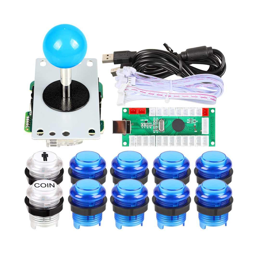 EG STARTS 1 Spieler USB LED Encoder zu PC-Spiele Blaue Aufkleber Controller + 10x LED beleuchtet Tas