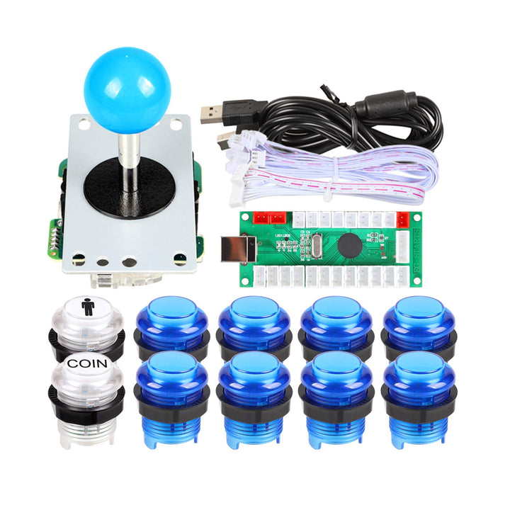 EG STARTS 1 Spieler USB LED Encoder zu PC-Spiele Blaue Aufkleber Controller + 10x LED beleuchtet Tas