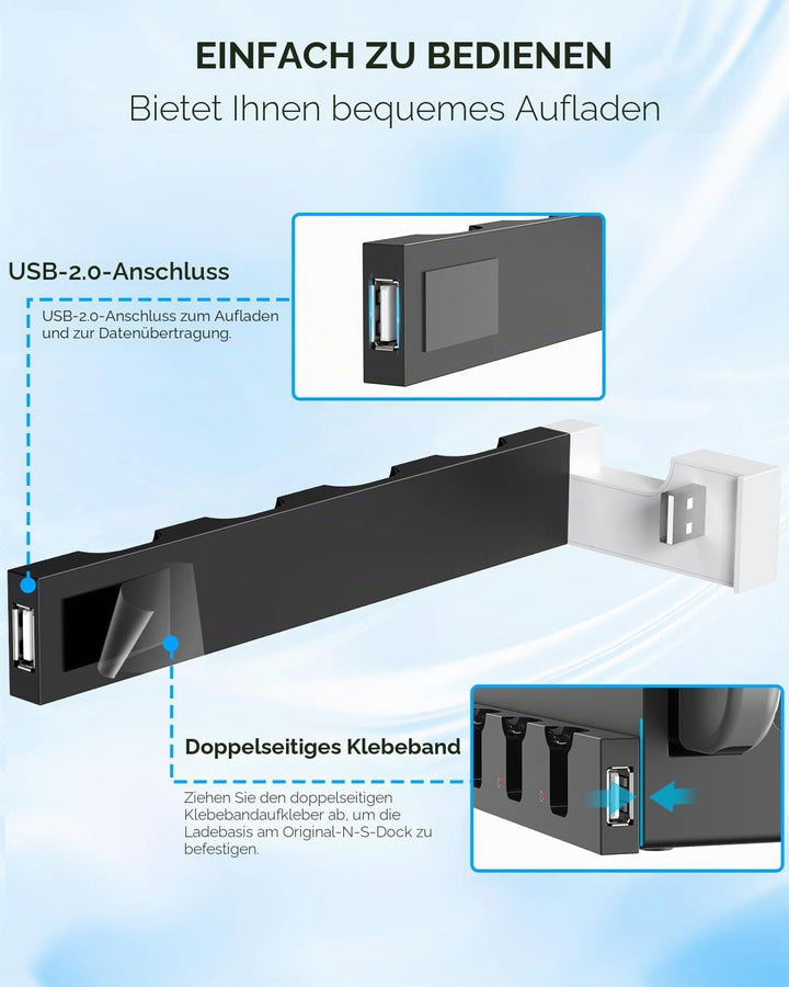 Joycon-Ladestation für Nintendo Switch/OLED, Weiss/Schwarz Weiss&amp;Schwarz, Weiss&amp;Schwarz