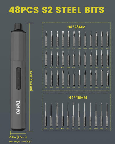 TANYO Mini Elektrischer Schraubendreher Set, 51 in1 Feinmechaniker Schraubendreher, Akku Schraubendr