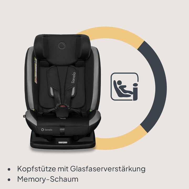 LIONELO AART I-SIZE Autositz für Kleinkinder 40-150 cm, Montage mit Sicherheitsgurten, Kopfstützen-
