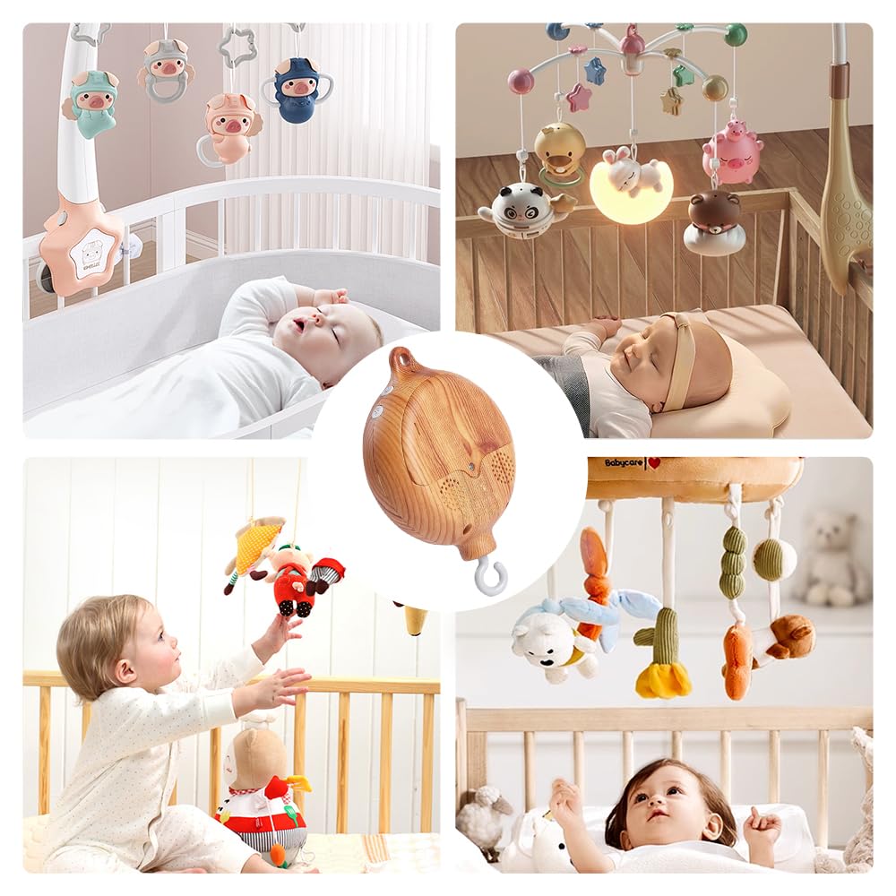 Baby Mobile Spieluhr, Holzoptik Music Box Bettglocke, Kinderbett Mobile Motor, Bettglocke Anhänger B