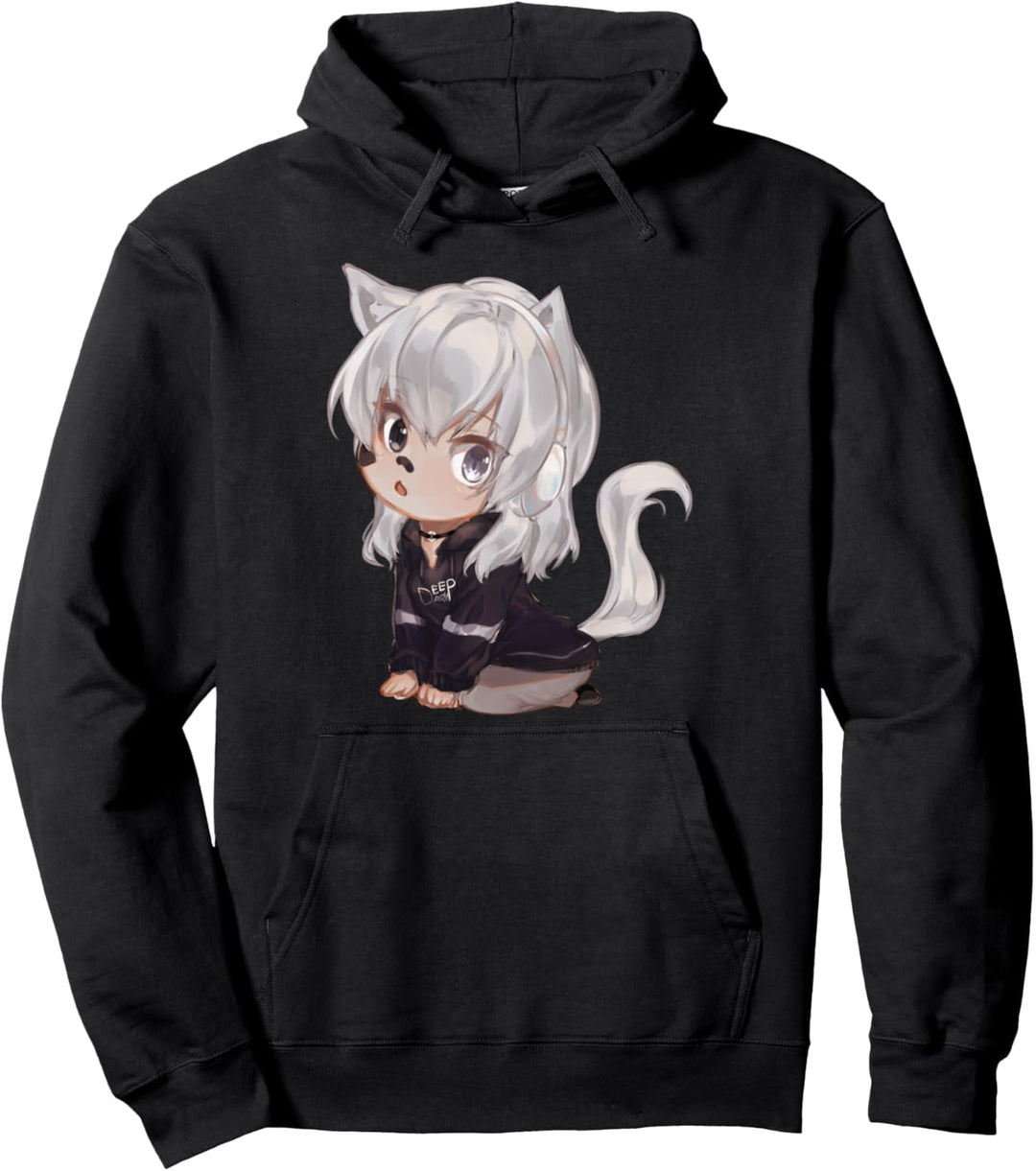 Cute Anime Cat Kawaii Chibi Japanese Cat Lover Gift Pullover Hoodie
