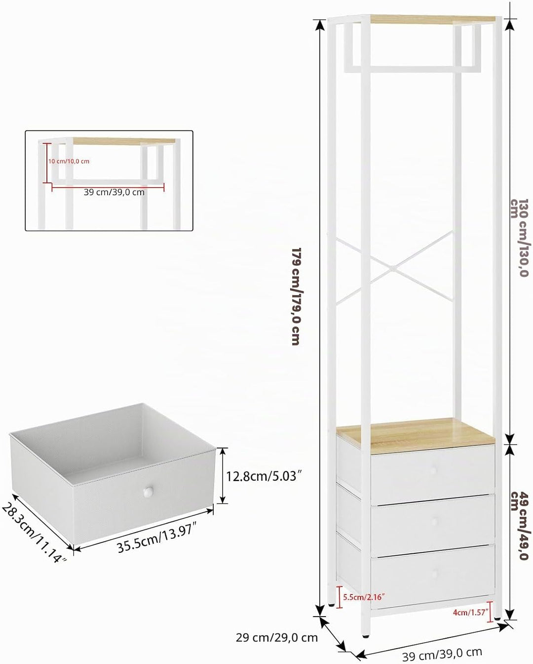 YMYNY Kleiderständer mit Vlies-Schublade, freistehender hoher Schrank-Organizer, hoher Kleiderstände