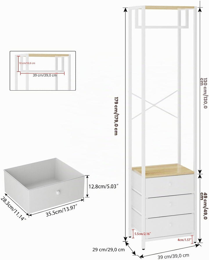 YMYNY Kleiderständer mit Vlies-Schublade, freistehender hoher Schrank-Organizer, hoher Kleiderstände