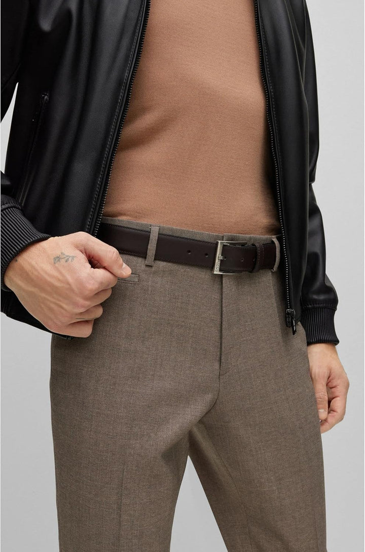BOSS Herren Ellotyo Sz35 Gürtel aus italienischem Leder mit Logo-Schliesse, 85 Dark Brown202