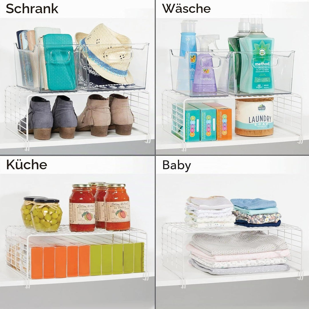 mDesign 2er-Set Drahtkorb für den Kleiderschrank – moderner Schrank Organizer mit 2 Ebenen für Kleid