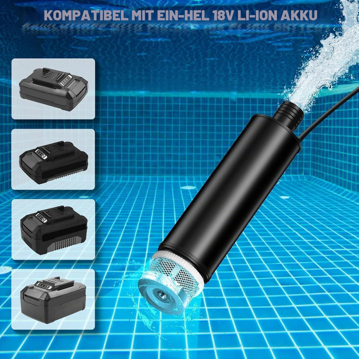 Wasser Pumpe Sumpf Pumpe for Einhell 18V Akku, Tauchpumpe für Campingwannen, Garten, Wohnmobil, Teic