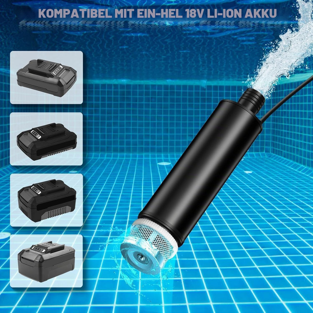 Mini-Wasserpumpe für Einhell PXC 18 V Li-Ionen-Akku, 635 GPH Kabellose Wassertransferpumpe Flachwass