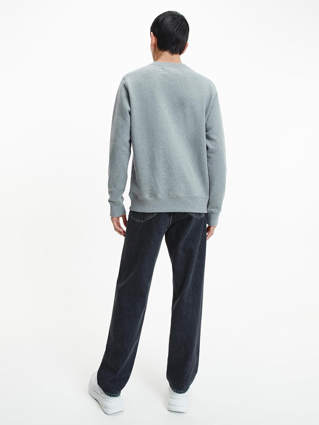 Calvin Klein Herren Sweatshirt Core Monologo ohne Kapuze XXL Grau (Mid Grey Heather), XXL Grau (Mid