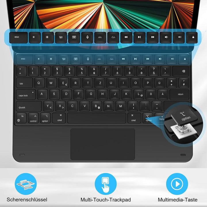 TECURS Tastatur Hülle für iPad Air 13" (M2 2024), Tastatur für iPad Pro 12.9 (6/5/4/3 Gen), Magic Ke