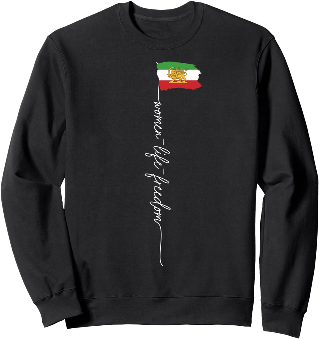 Iranische Löwen-Sonnenfahne, weibliche Faust, Unterstützung für Frauen von Iran Sweatshirt
