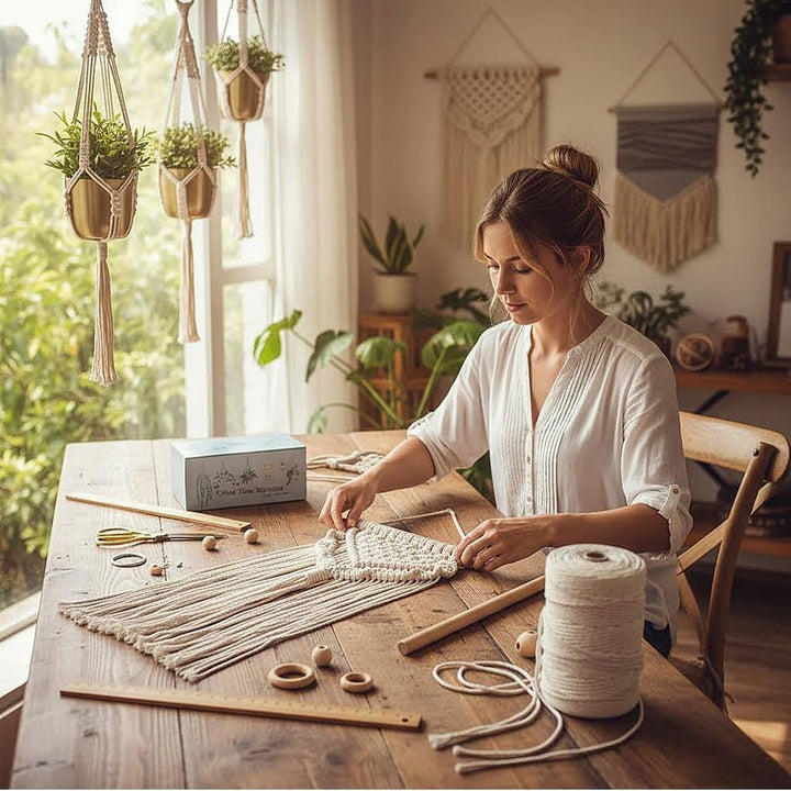 suo long Makramee-Baumwollkordel, 3 mm mit Makramee-Ringen, Makramee-Perlen, 3 mm x 219 m, Makramee-