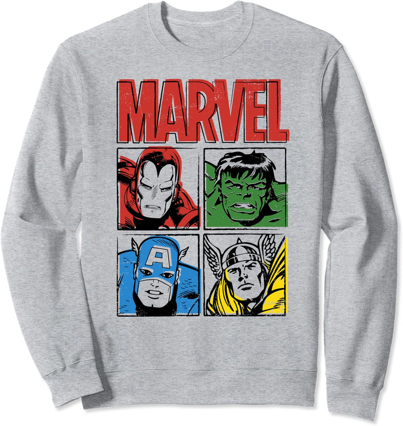 Marvel Vintage Squares Iron Man, Hulk, Captain America, Thor Sweatshirt