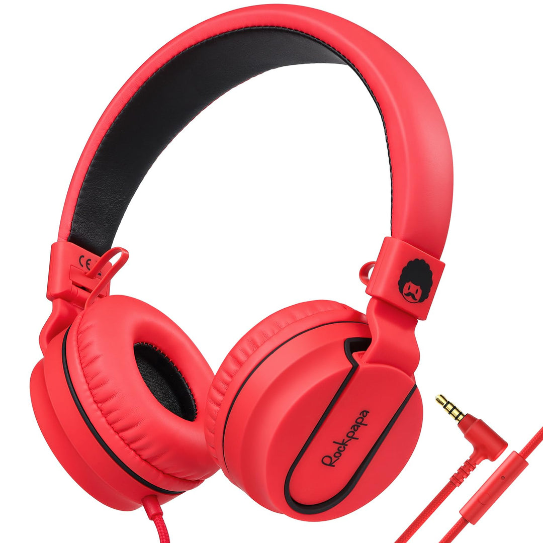 Rockpapa 952 Kinder Kopfhörer mit Kabel, Kopfhörer Kinder Mädchen, HD Mikrofon, Klinke 3.5 mm, Faltb