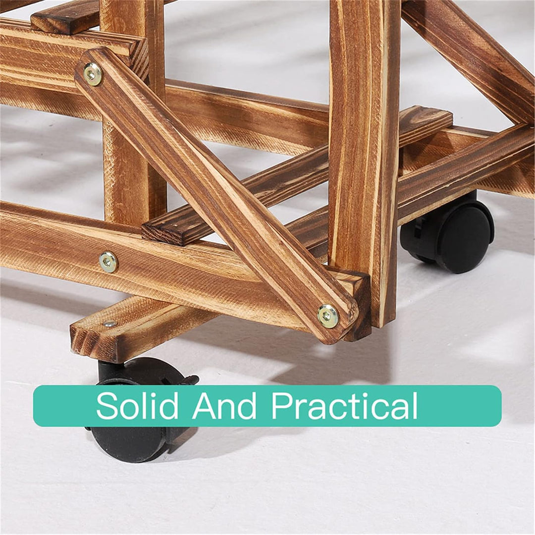 unho Blumenregal Rollbar, Blumenständer mit 6 Ebenen, Blumentreppe aus Holz, Pflanzenregal Balkon Wo
