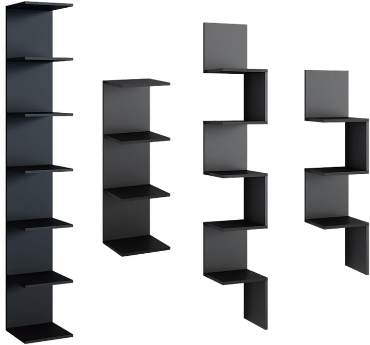 Vicco Wandregal Paolo, Schwarz, 30 x 190 cm 2er Set Schwarz 2er Set, Schwarz 2er Set
