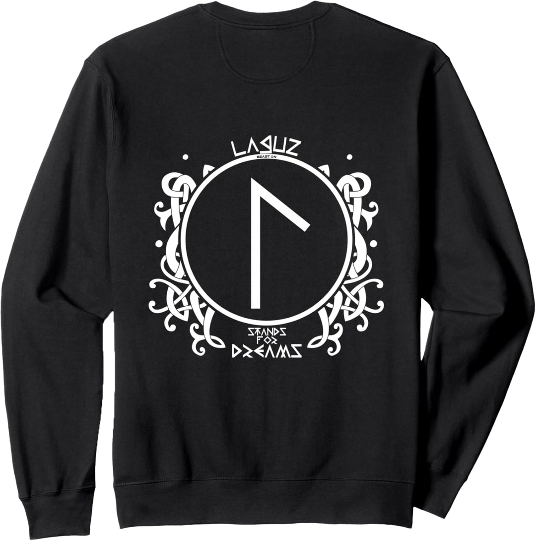 Wikinger Rune LAGUZ Träume Rücken Motiv Nordische Rune Sweatshirt