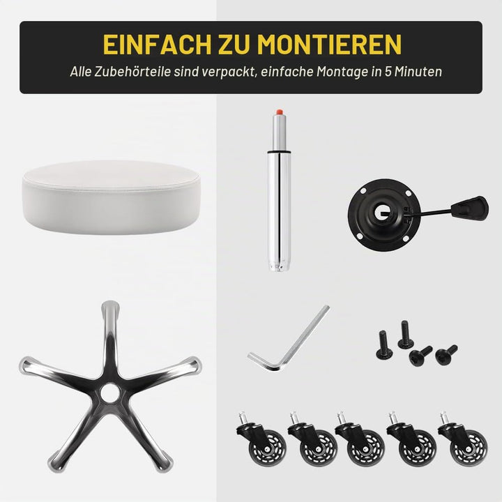 WKWKER Robuster Rollhocker mit Rädern Hydraulischer Drehgelenk Verstellbarer Rollhocker Ergonomische