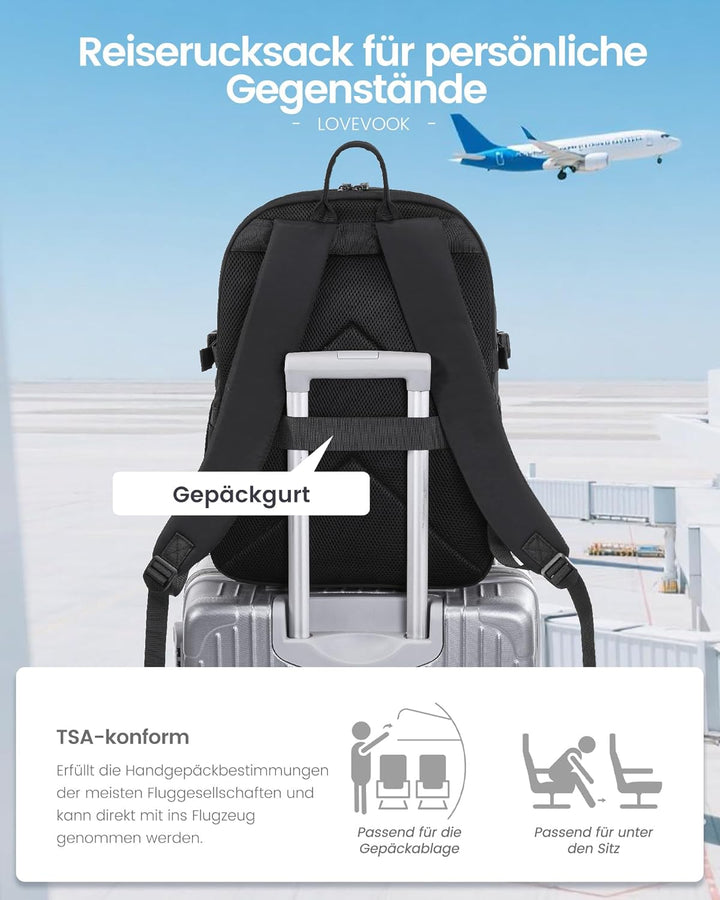 LOVEVOOK Rucksack Damen Herren, Gross 17,3 Zoll Laptop Rucksäcke, Wasserdicht Schulrucksack Teenager