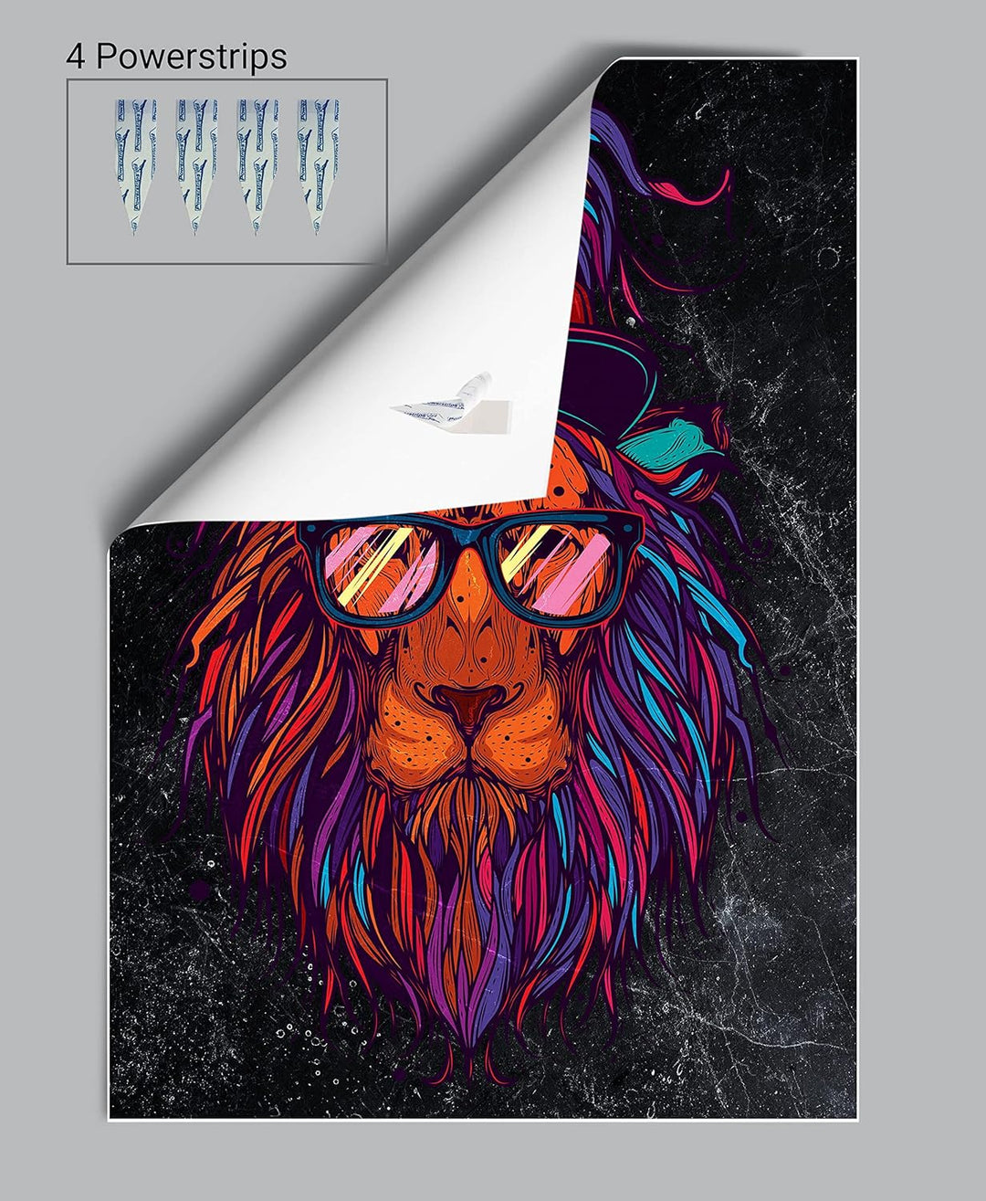 wandmotiv24 Poster als Wanddeko, Grösse Din A0, Funky Löwe, Marmor, bunt, Cap, Mütze, Brille, Nerd,