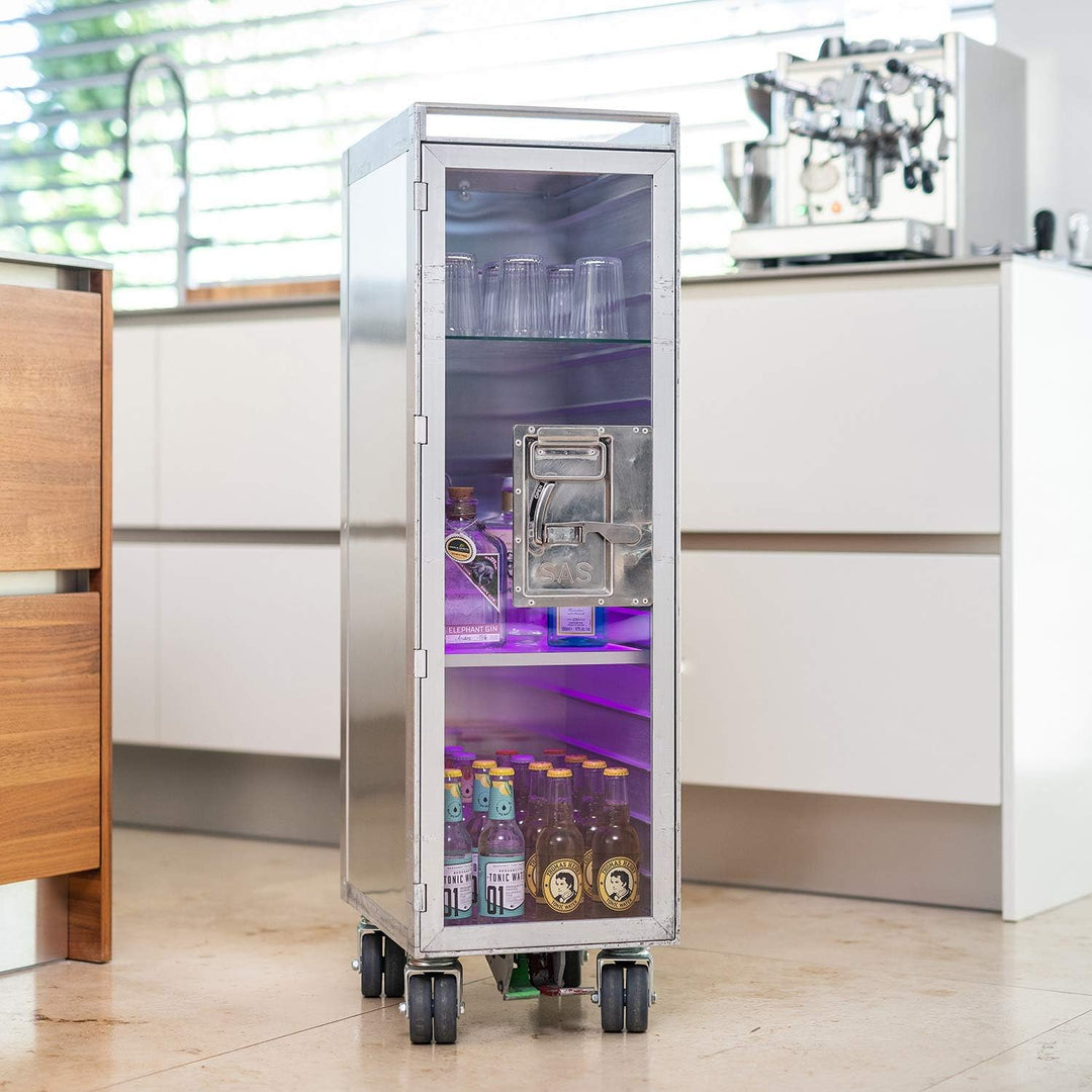 VanDeBord Bartrolley Vintage Edition inkl. LED Fachboden, Barbrett &amp; Fachboden aus Glas, Gebrauchter