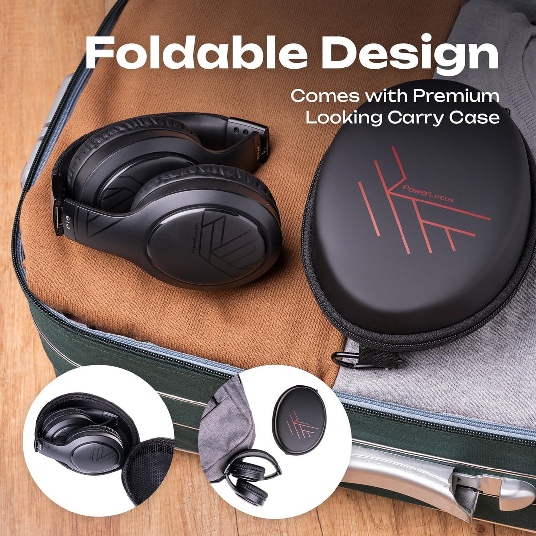 PowerLocus P19 Bluetooth Over Ear Kopfhörer, Kabellose Kopfhörer mit Mikrofon, 70std. Spielzeit, Hi-