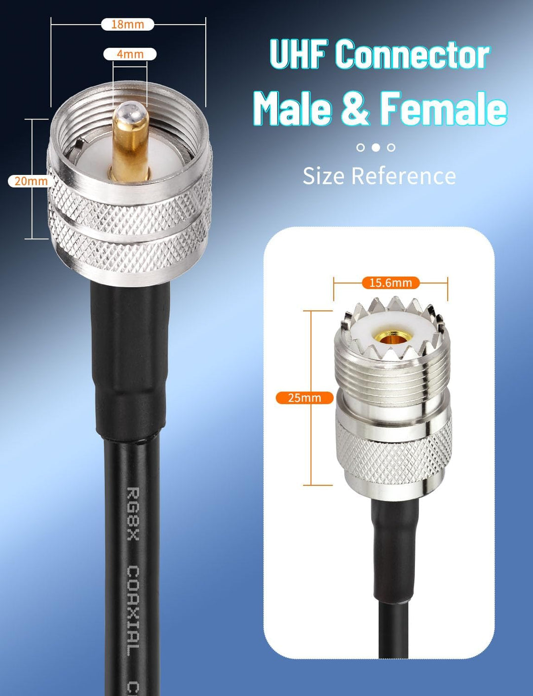 Superbat HF VHF UHF PL259 Kabel RG8X 10FT (3m) PL-259 Stecker auf Stecker Low Loss UHF kabel 50 Ohm
