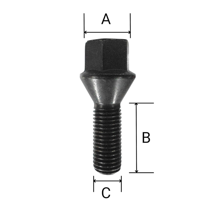 20 schwarze Tracer Radschrauben Radbolzen Kegelbund M14x1,25 28mm kompatibel mit BMW