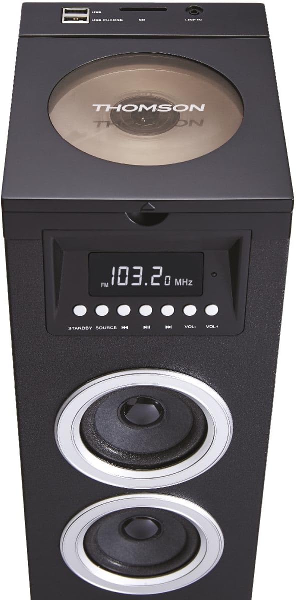 Thomson, Multimedia Tower with CD Player - Zwart Schwarz, Schwarz
