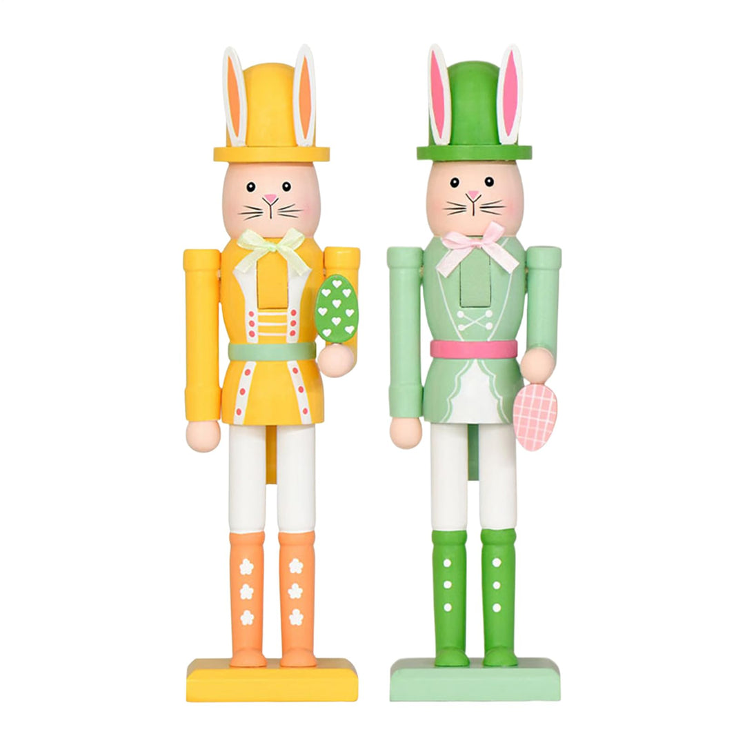 Generisch 2 Stück Osterhasen Nussknackern, 12 Zoll Dekorative Nussknacker Figuren, Osterhasen Holznu