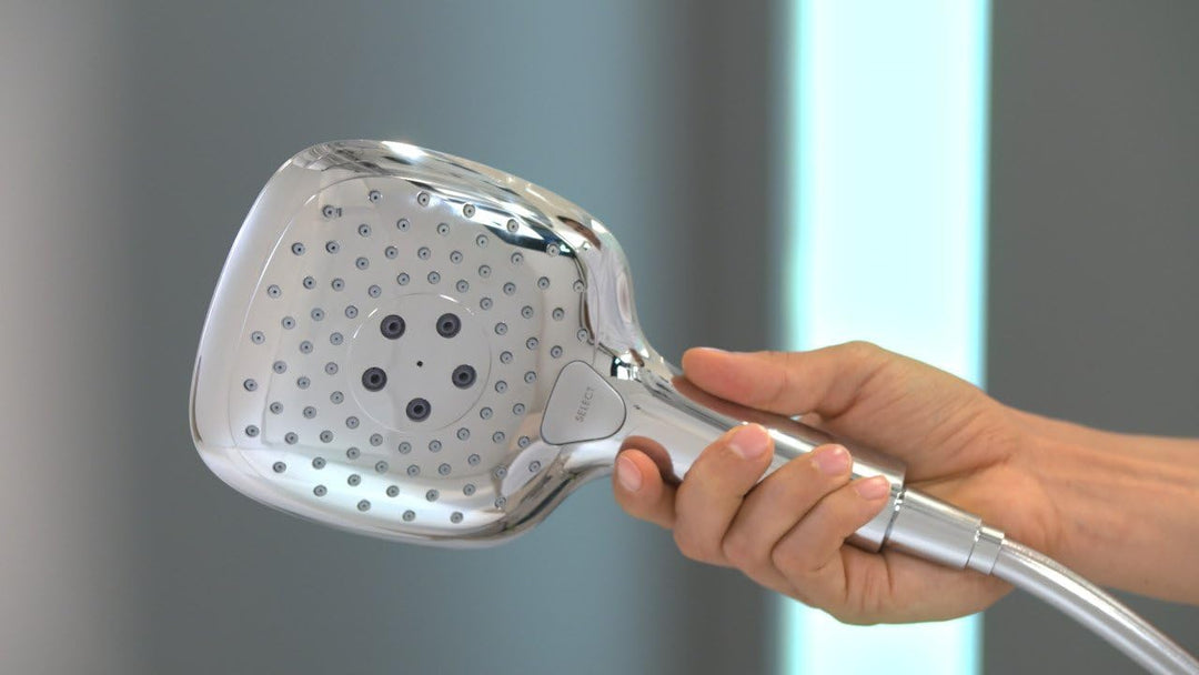 hansgrohe Raindance Select E - Duschkopf, Handbrause mit 3 Strahlarten, eckige Duschbrause (150 x 15