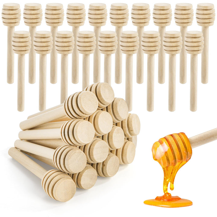 Lawei 100 Stück Honiglöffel Holz Honig Dipper Löffel Mini Holzschläger für Honig Marmelade - 7,5 cm,