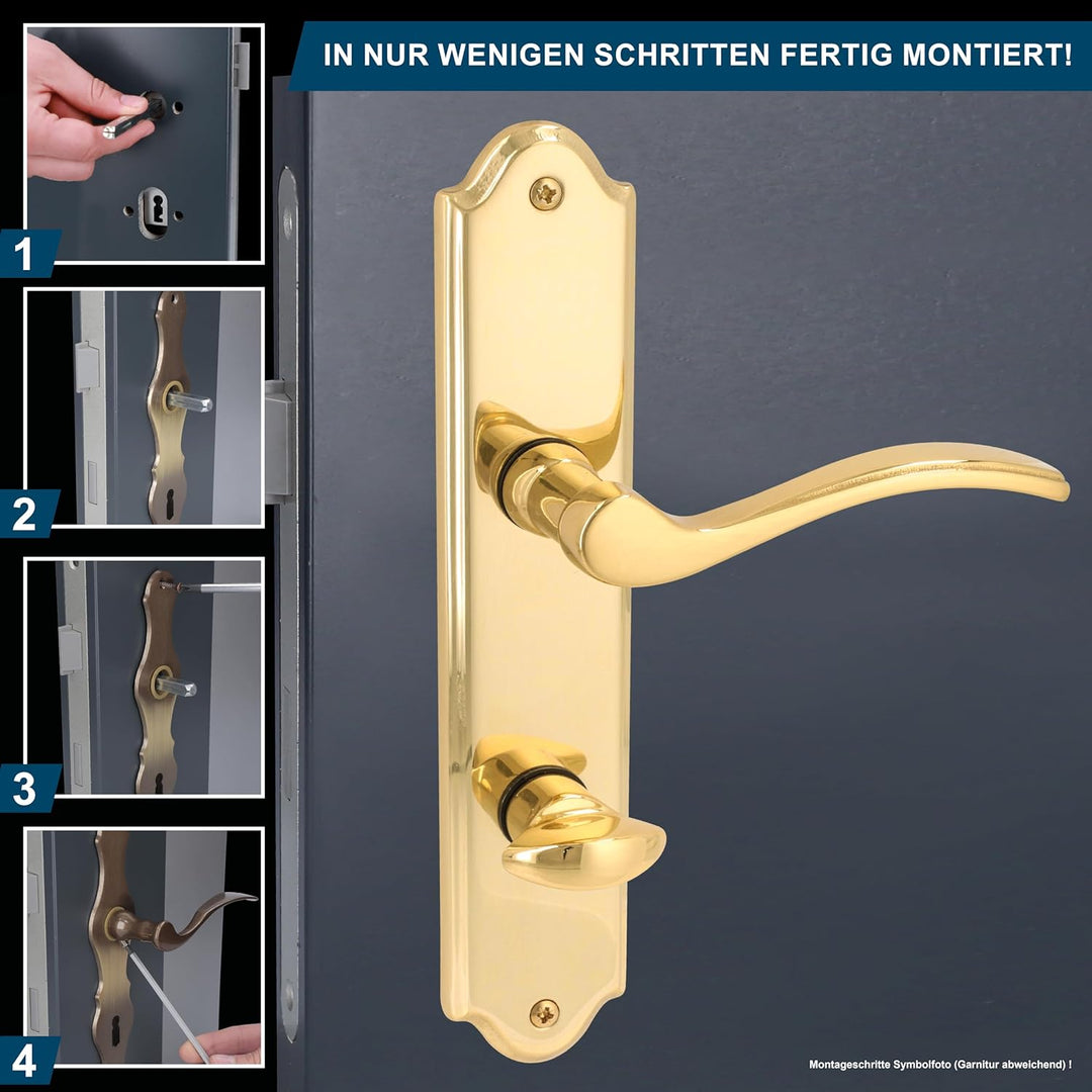 Alpertec 32760083 Lori-LS Messing poliert für Badtüren WC Drückergarnitur Türdrücker Türbeschläge Ne