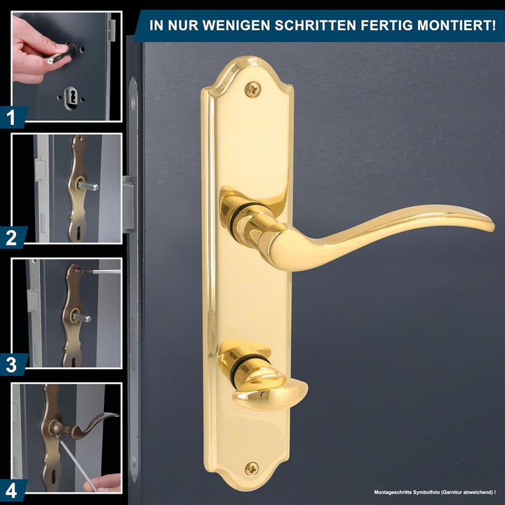 Alpertec 32760083 Lori-LS Messing poliert für Badtüren WC Drückergarnitur Türdrücker Türbeschläge Ne