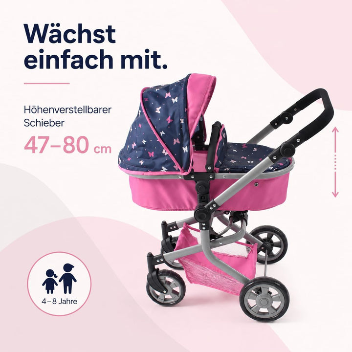 Bayer Chic 2000 595-33 Puppenwagen Mika, 2in1 Kombipuppenwagen für Kinder von 4 bis 8 Jahren, Butter