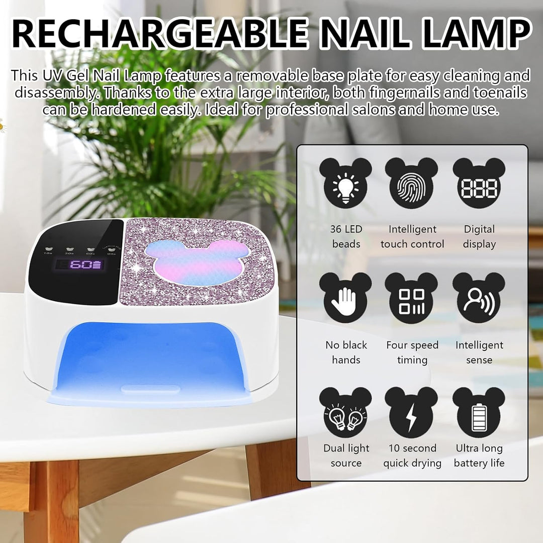 Nagellampe, LED UV Lampe für Gelnägel mit 36 Lampenperlen Nagel-Phototherapie-Gerät mit Strasssteine