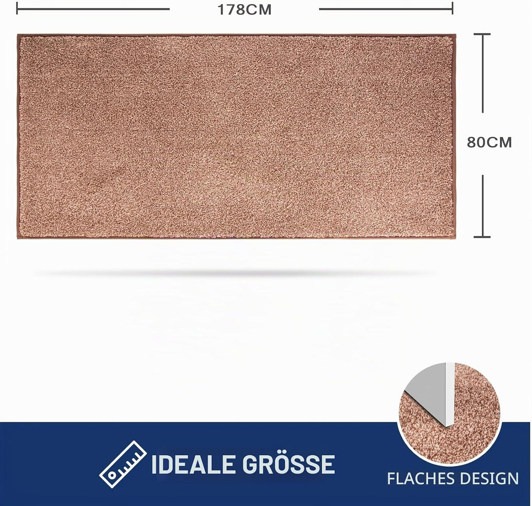 FCSDETAIL Schmutzfangmatte Innen Lang 80 x 178 cm, rutschfeste waschbare Fussmatte, absorbierend Tür