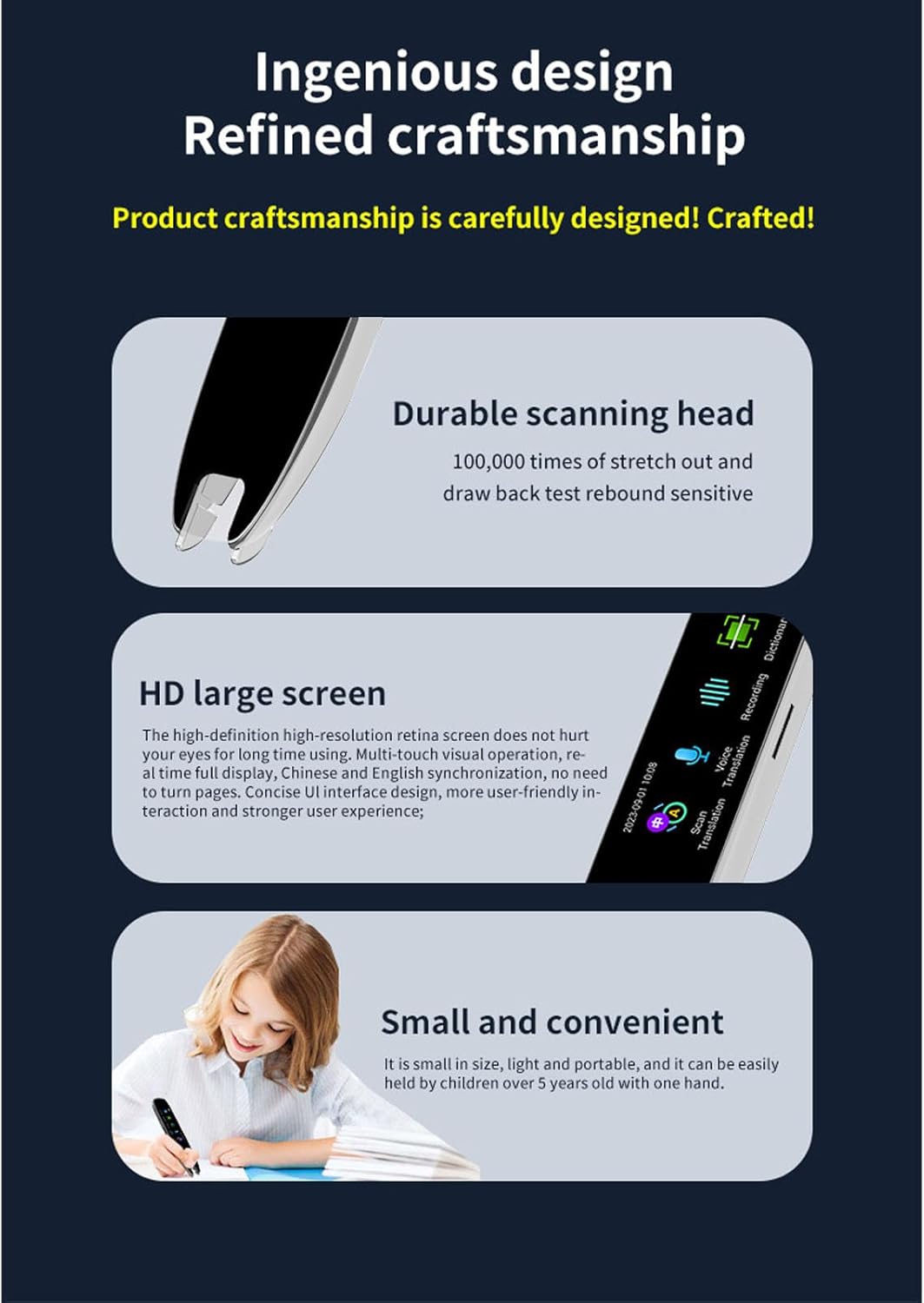 Scan Reading Pen International Edition, 13 Sprachen Smart Scan Reader Pen, Integrierte Aufnahmefunkt