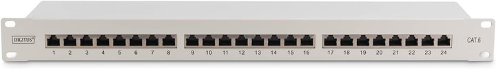 DIGITUS Patchpanel - 19-Zoll - Cat-6 - 24-Port RJ45 - Geschirmt - LSA Patch-Feld - Rack-Montage 1HE