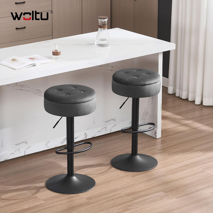 WOLTU Barhocker 2er Set, Sitzhocker mit Stauraum, Hocker höhenverstellbar 360° drehbar, Drehhocker f