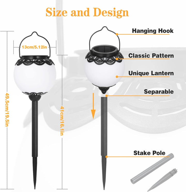 Solarlampen für aussen Garten, 2 Stück Solarlaterne für aussen Kugel IP65 Wasserdicht, Bonsery Solar
