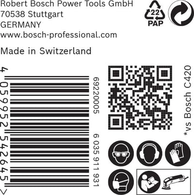 Bosch 50x EXPERT C470 Schleifblatt (für Farbe auf Holz, Hartholz, Ø 93x93 mm, Körnung 40, Profession